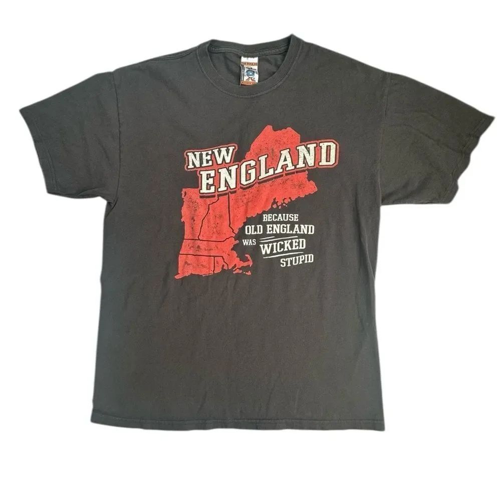 The Duck Co. New England Graphic T-Shirt Brown Size Large Wicked Stupid